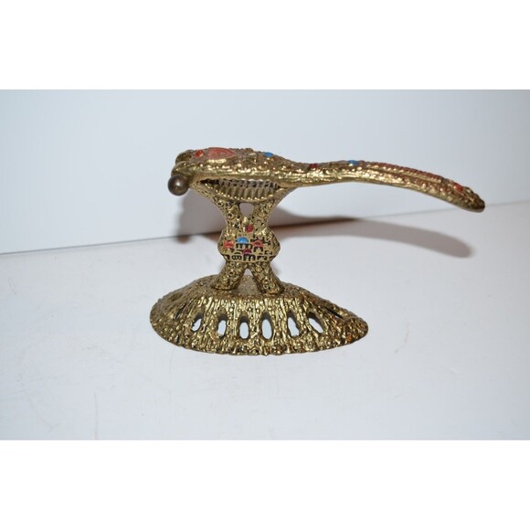 Vtg Brutalist Nuts Table Server bowl nutcracker Jerusalem Israel Lions of Judah - Picture 4 of 7